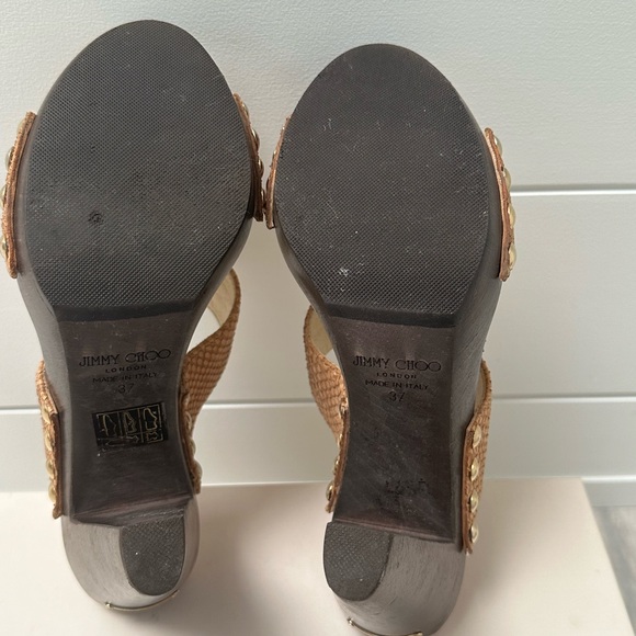 Jimmy Choo Ulrika Nude Studded Platform Sandal Heel - Picture 5 of 5